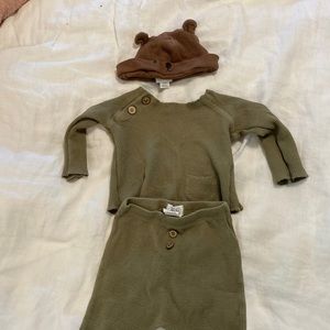 Mud Pie Bear Waffle Knit Set